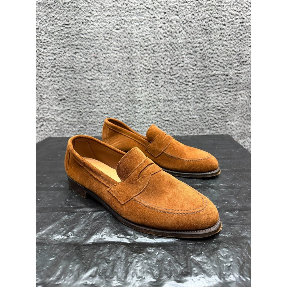 Joseph Cheaney & Sons Hadley Suede Slip On Penny Loafers Brown Mens Size 8 UK